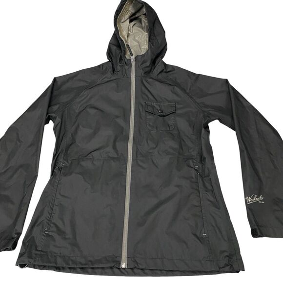 Woolrich Jacket Windbreaker Full Zip Rain Coat Hooded Women’s Small Black - Picture 10 of 16